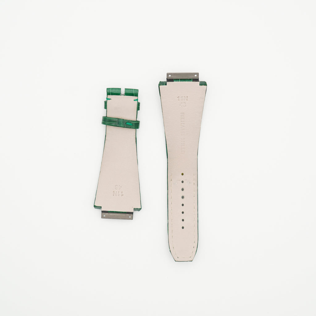 RM11 Alligator Watch Strap Green & Off-white - Size N