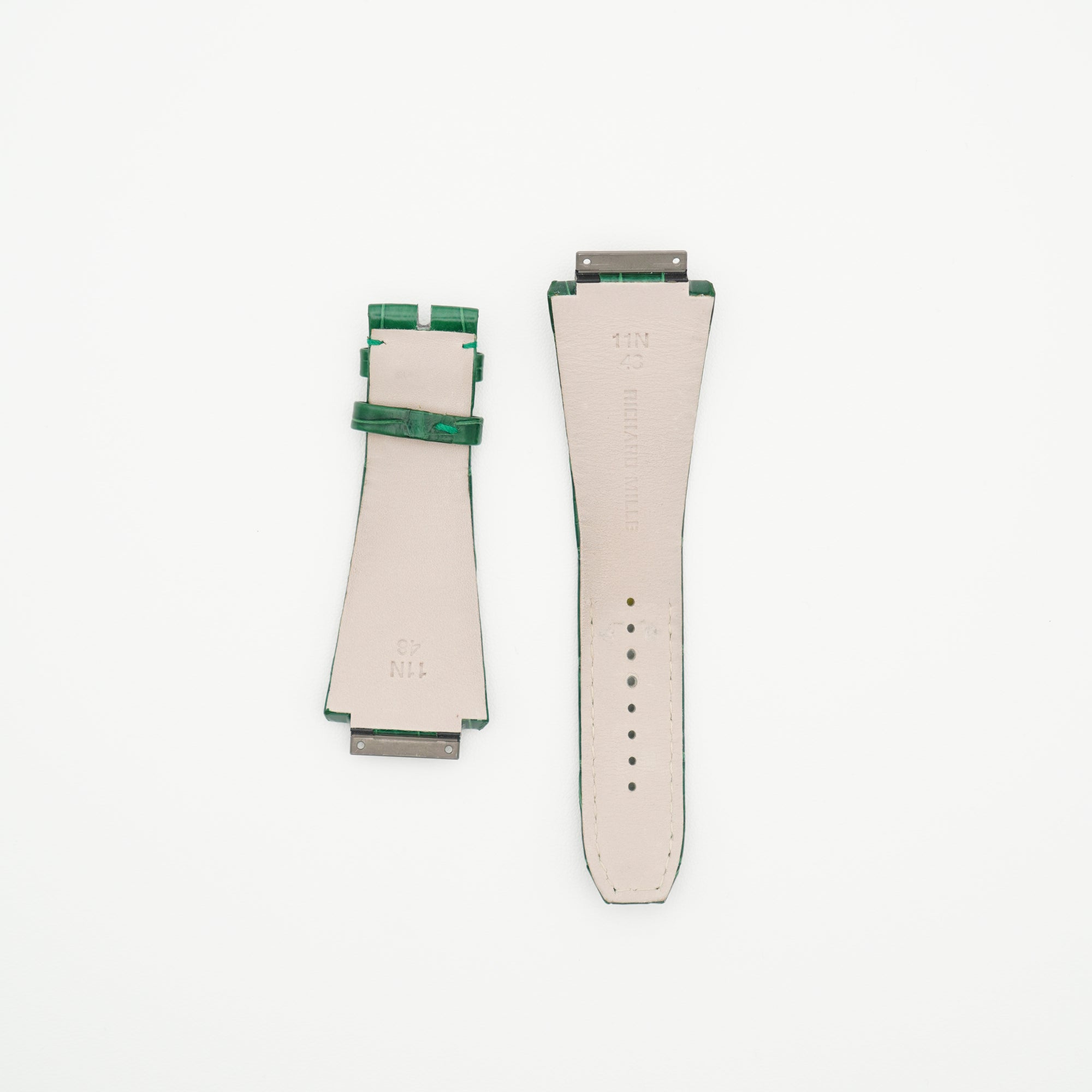 RM11 Alligator Watch Strap Green & Off-white - Size N