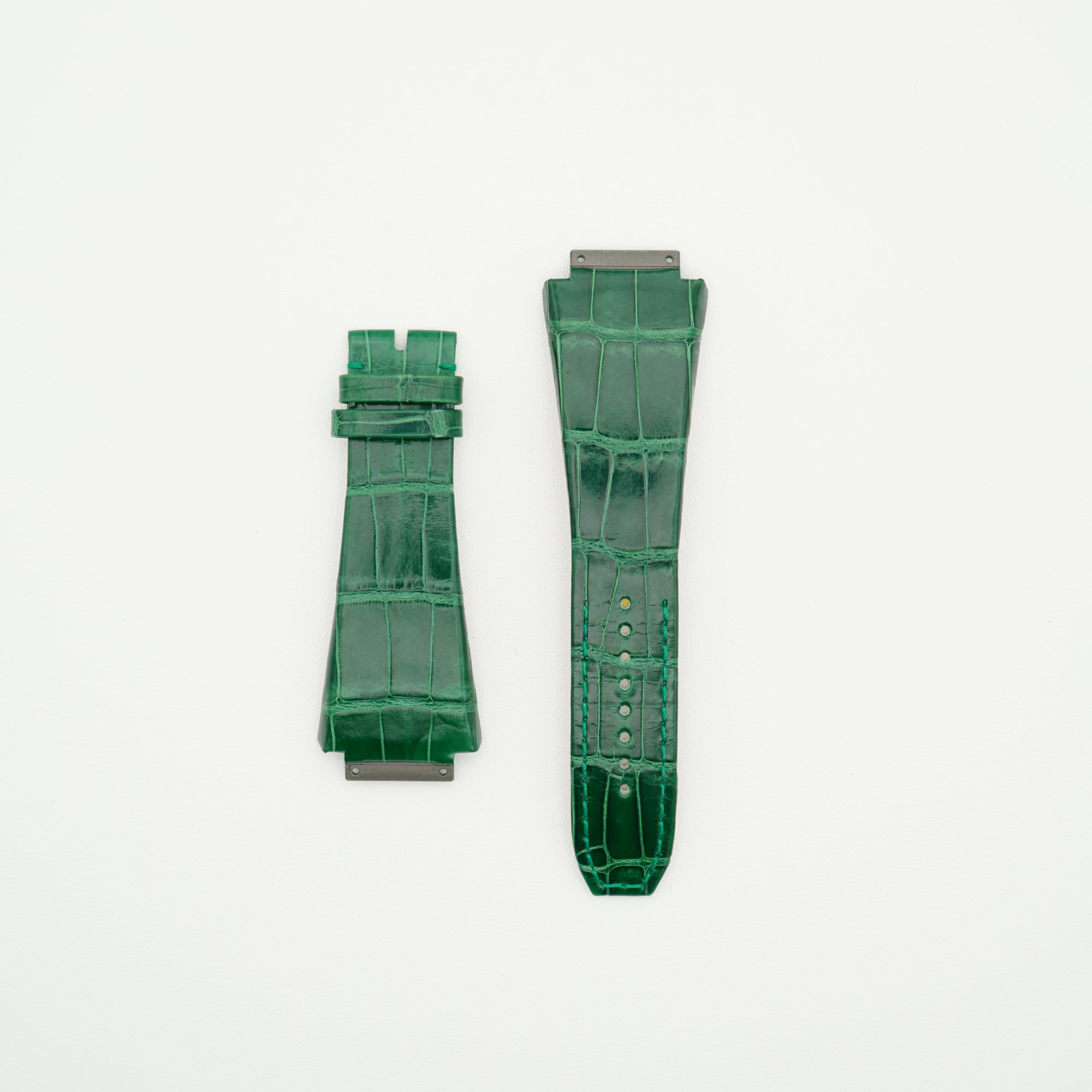 RM11 Alligator Watch Strap Green & Off-white