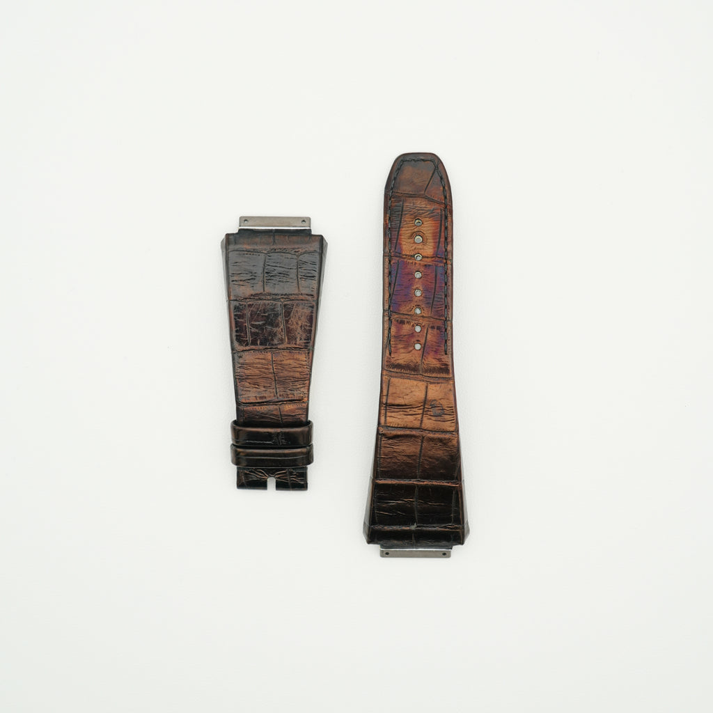 RM11 Alligator Watch Strap Black & Brown - Size M