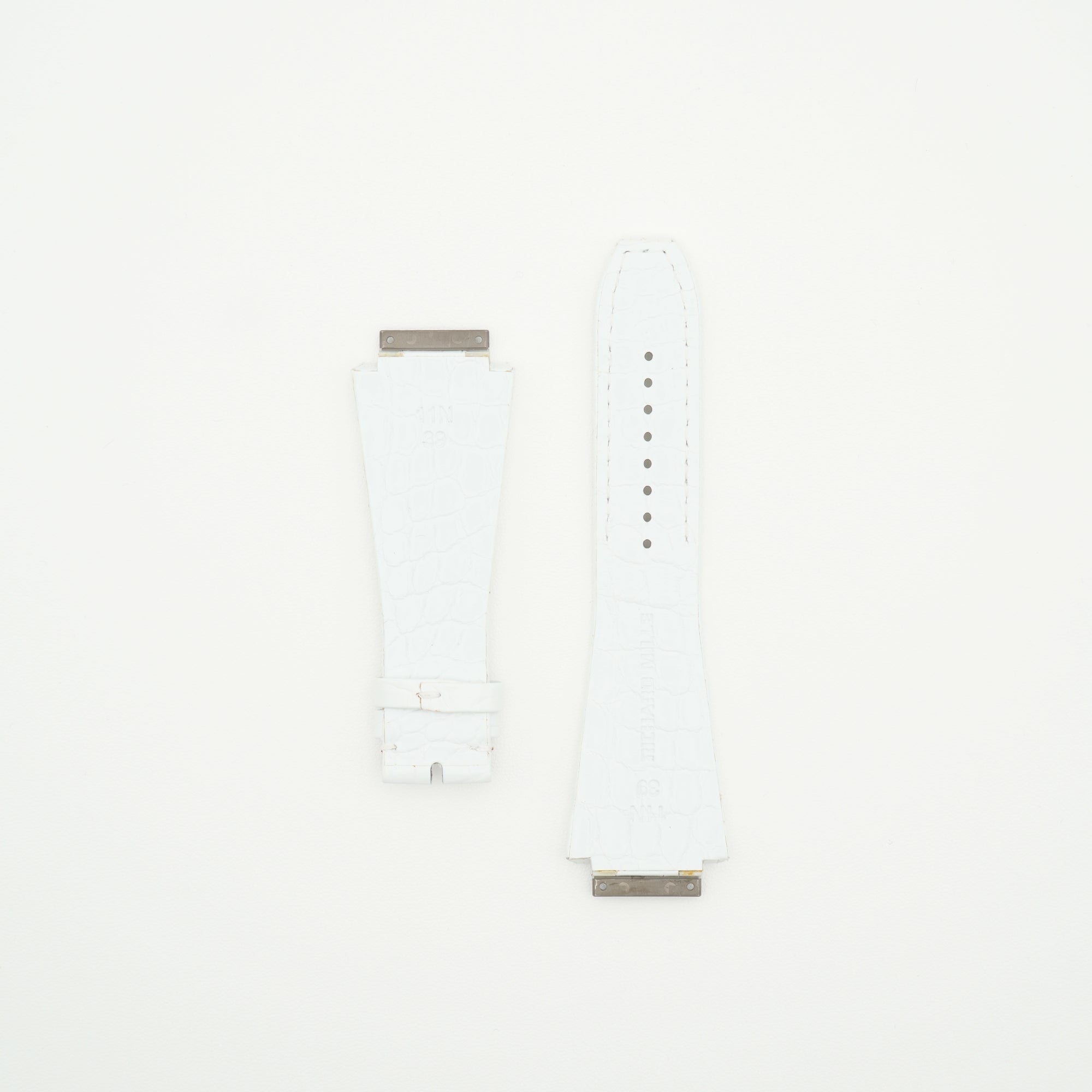 RM11 Alligator Watch Strap White