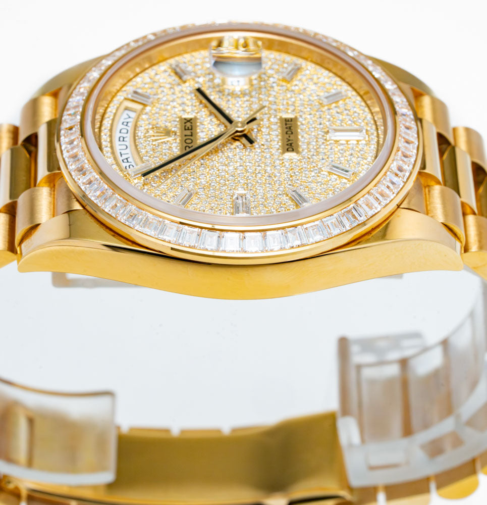 ROLEX Factory Day Date Gold Baguette Bezel